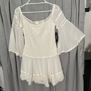 Womens off the shoulder white mini dress size 12